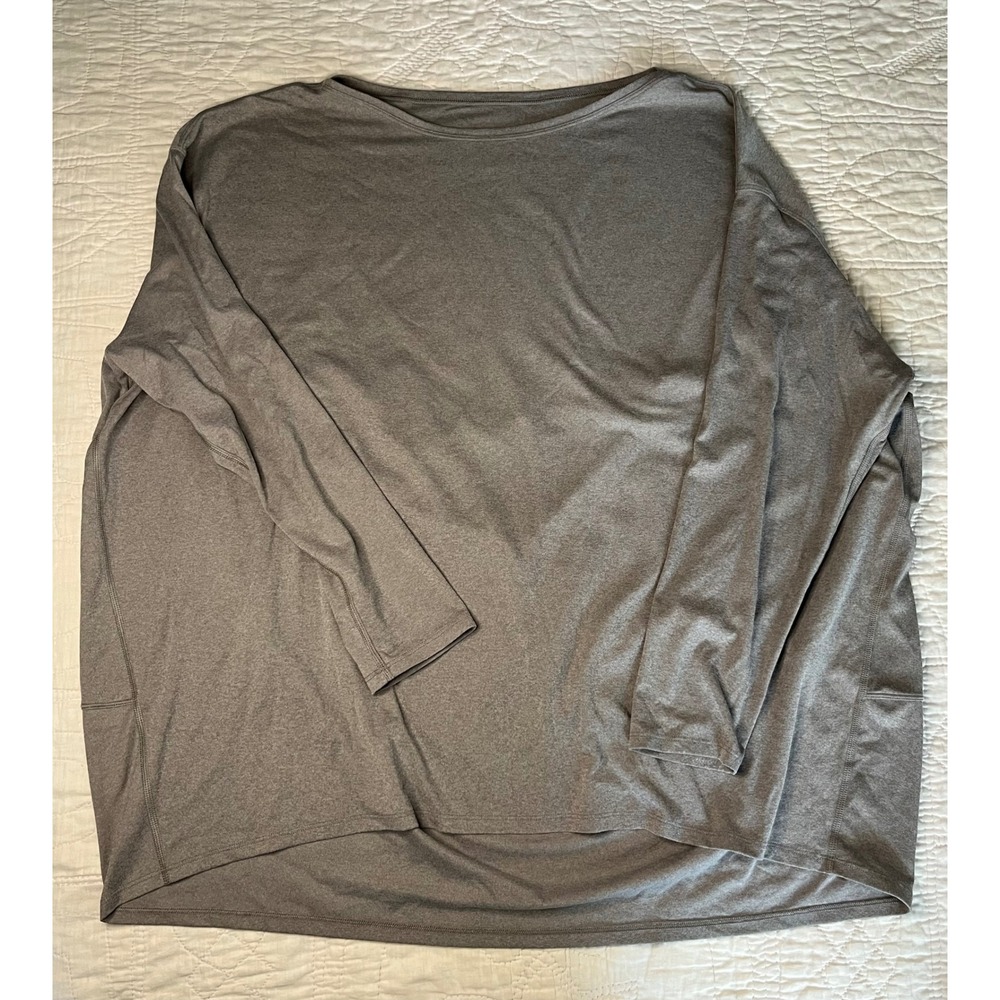 Lululemon Back In Action Long Sleeve Heathered Grey Oversized Scoop Hem Top
